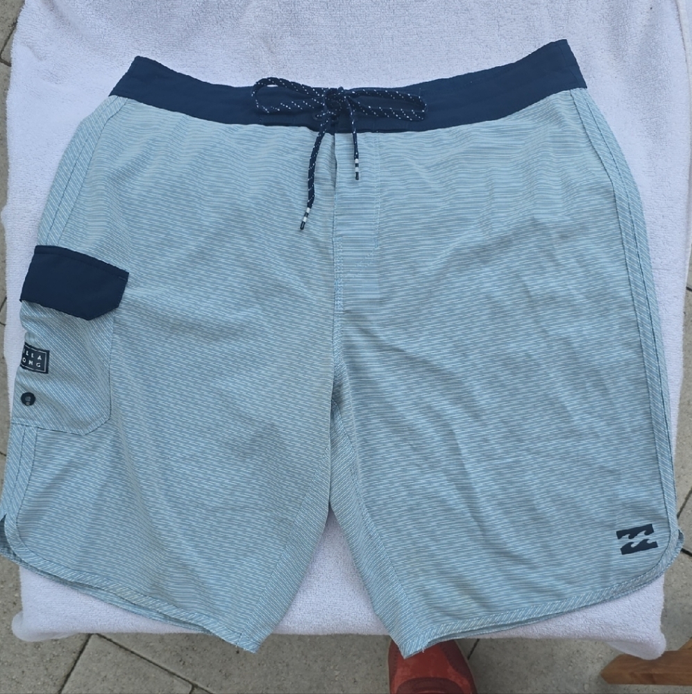 Billabong Blue and White Striped Shorts